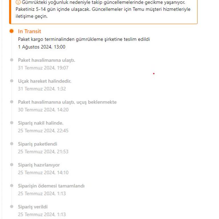 Temu Kargom (MNG) 27 Gündür Gümrükte