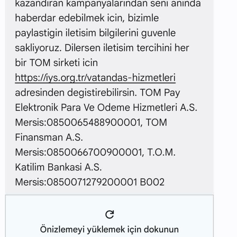 Tom Bank İletisim İzinleri