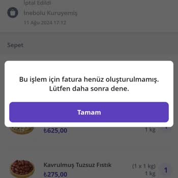 QNB Finansbank Getir'de Yaptığım 5715.49 TL'lik İptal Edilen Siparişimin Ücret İadesi