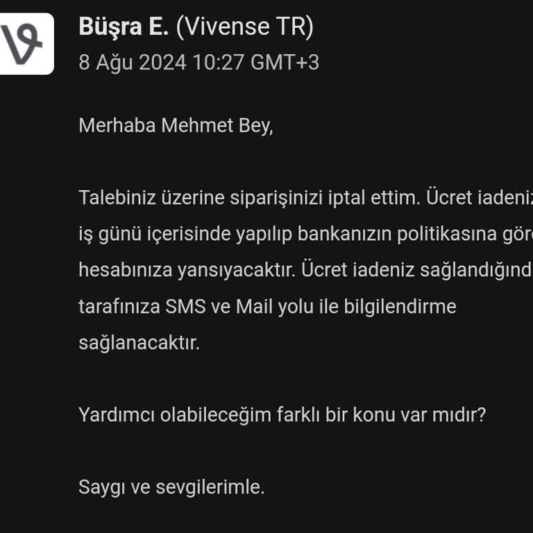 Vivense İptal Ettiği Sipariş İade Tutarını Yatırmıyor