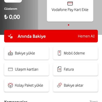 Vodafone Pay 750 TL "hediye" Bakiye Yüklenmedi