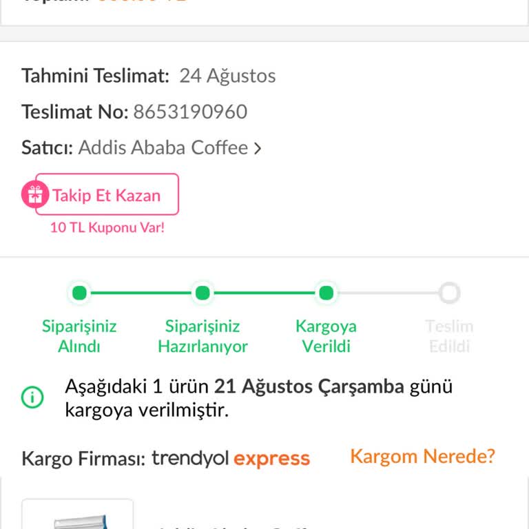 Trendyol 21 Ağustos 2024 Ten Beri Sipariş Yok!