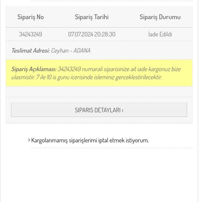 Sefamerve İnternetten Alışverişte İade Sorunu