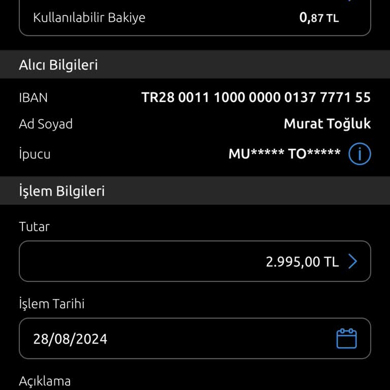 Yapı Kredi Bankası Paramı Hesabıma Yatırmanızı İstiyorum