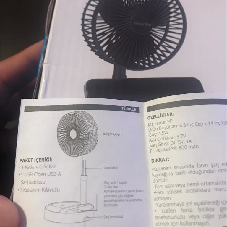 Piranha 5567 Katlanır Şarjlı Masaüstü Fan İçin Eksik Parça Sorunu