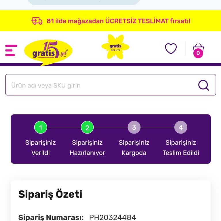 Gratis Kargolama Ve Teslimat Adresi Değişikliği Şikayeti