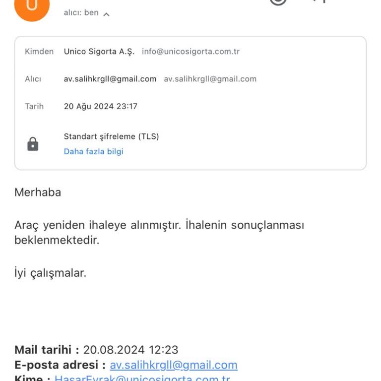 Unico Sigorta Perte Ayrılacak Araç İle İlgili İşlem Yapılmaması