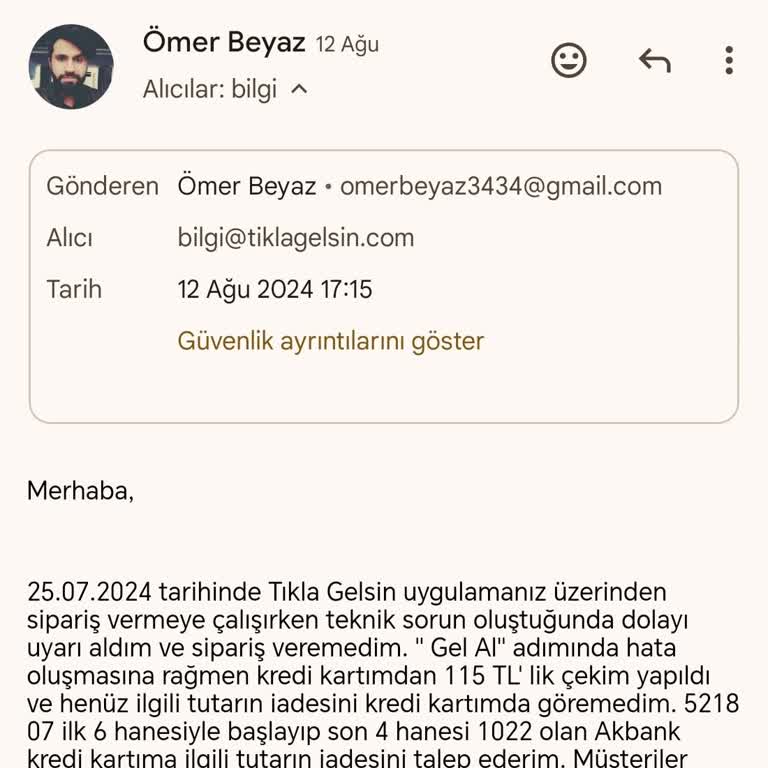 Tıkla Gelsin'in İletişim Ve İade Sorunu