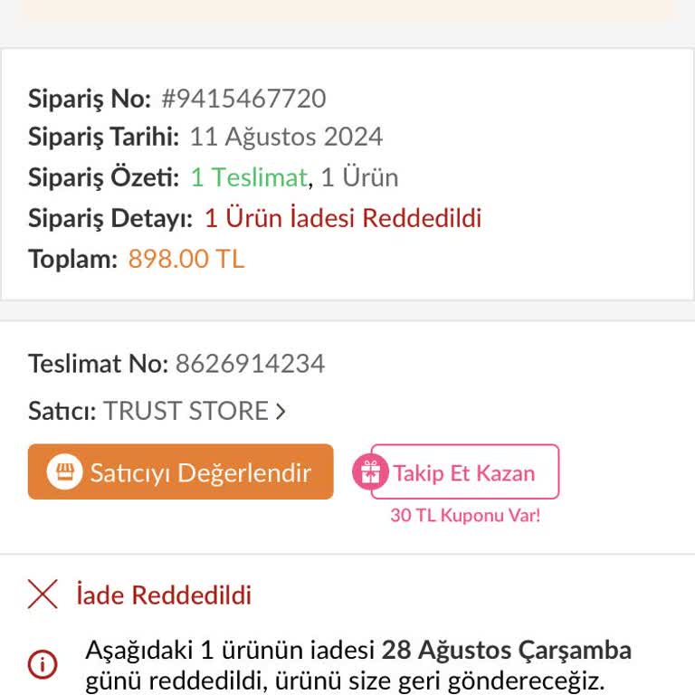 Trendyol Trust Store Adlı Firmadan Scooter Mağduriyetim