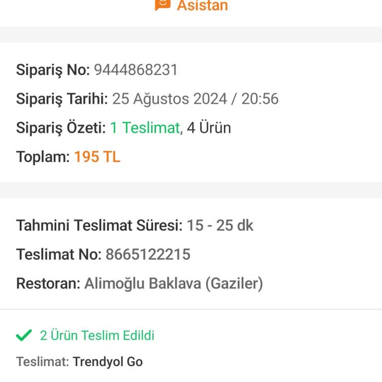Trendyol Yemekten Bozuk Gelen Tatlı