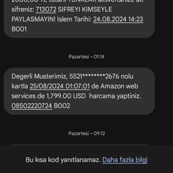 VakıfBank Güvenlik Sorunu Kartımla Amazondan Alışveriş Yapılmış