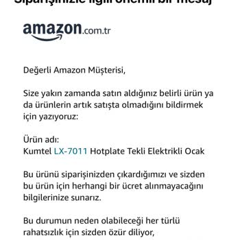 Satıcısı Amazon.com.tr Olan Ürün İptal Edildi.