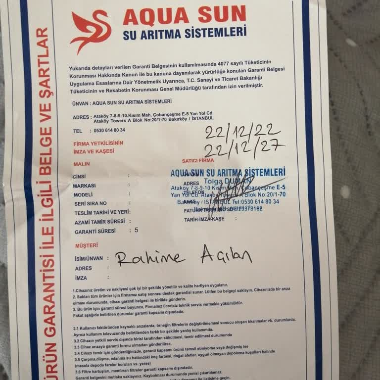Aqua Sun Arıtma Cihazı Arıtma Deposu Patlak Deniliyor