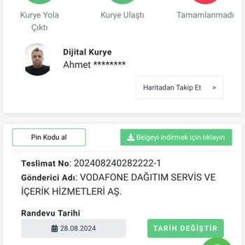 Vodafone Dijital Kurye Ulaşamıyoruz Ürünü Teslim Etmiyor.