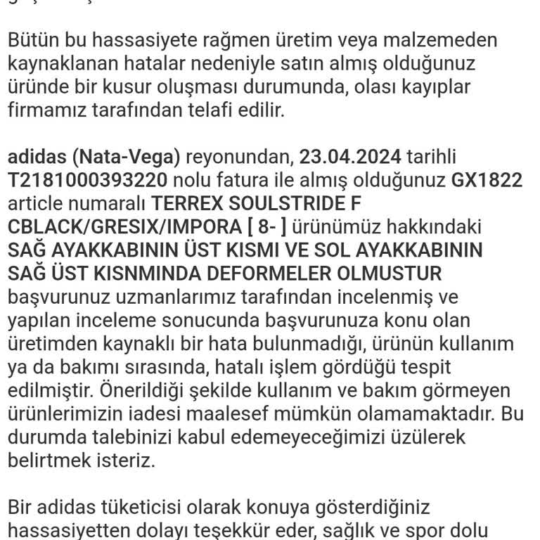 Adidas Ürününün Arkasında Durmuyor.