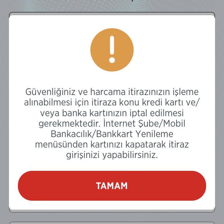 Ziraat Bankası Kart Harcaması İtirazında Bulunamıyorum