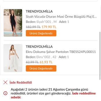 Trendyolmilla İade Gerçekleşmedi Kayboldu