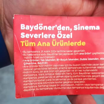 Baydöner Tarihi Geçmemiş İndirim Kuponu Almadı