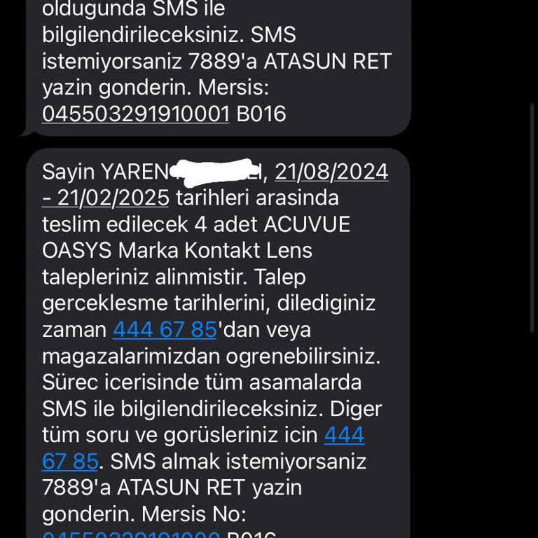 Park 328 AVM Lensimin Sürekli Üretim Aşamasında Olup Kargoya Daha Verilmemesi