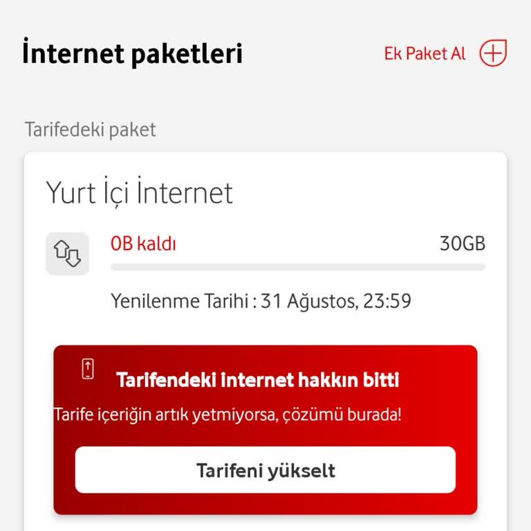 Vodafone Red'li Fırsat 30GB Ultra Paketi Sorunu ve Müşteri Hizmetleri Şikayeti