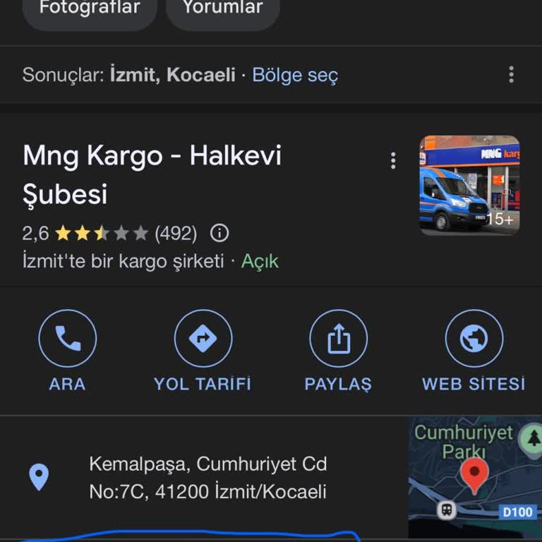 Kocaeli İzmit MNG Kargo Halkevi Şubesi