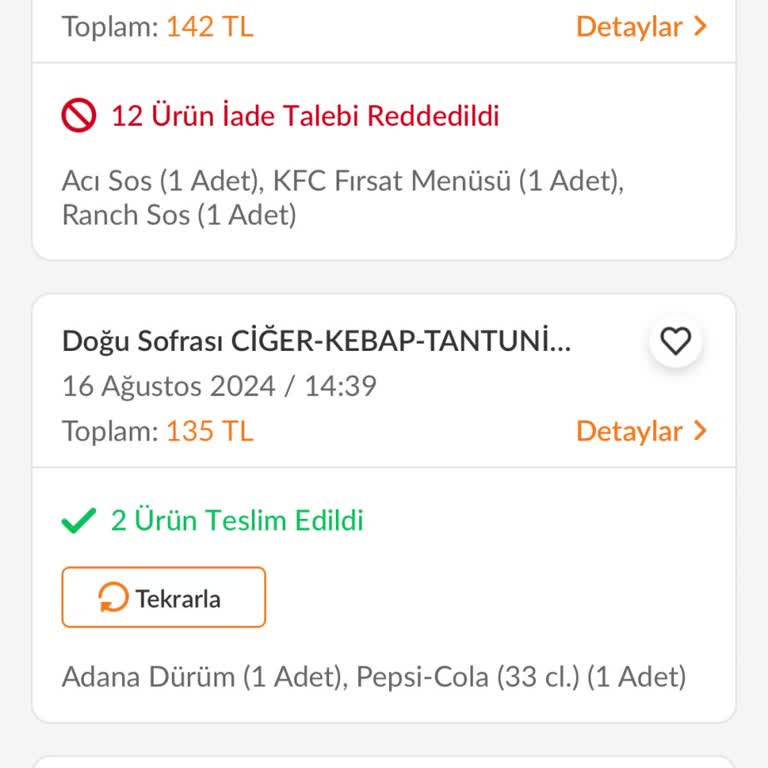 Trendyol Yemek Siparişimde Yaşadığım Sorun Ve İade Problemi
