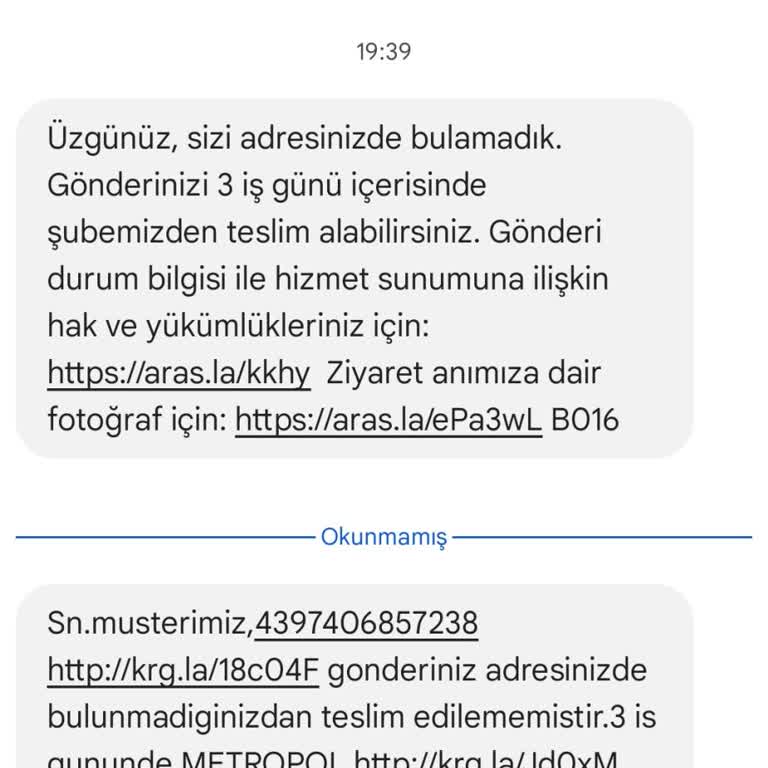 Adresimde Olmama Rağmen Aras Kargo Bulamadık Mesajı Atıyor