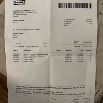 IKEA Bayrampaşa 194804253 Siparişin Eksik Sevkiyatı