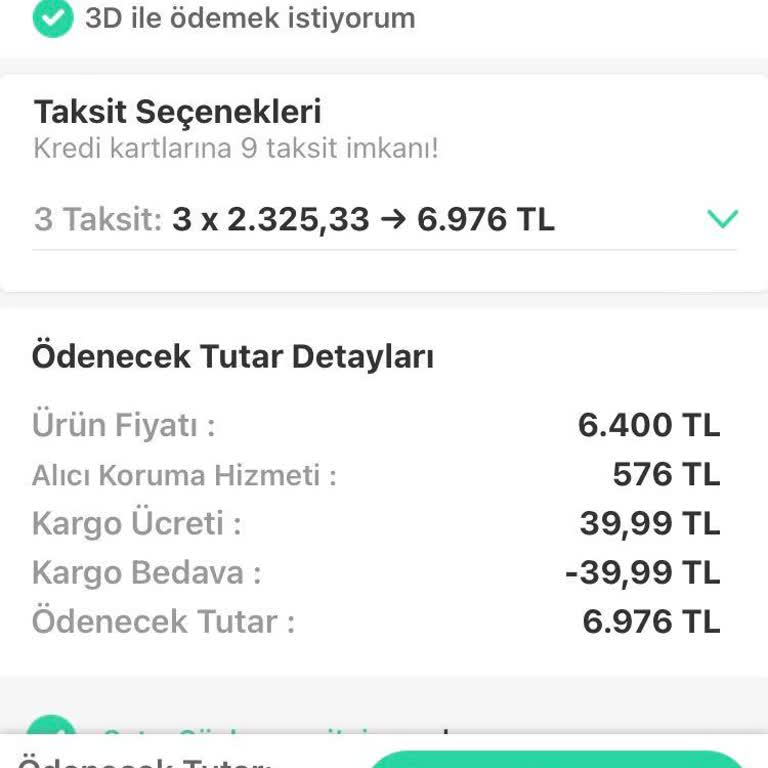 Dolap Uygulaması Taksit Seçeneği İptali