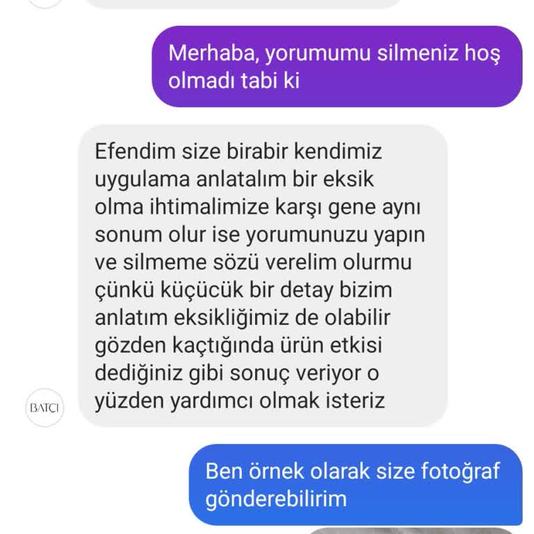 Batçı Hair Atelier Batçı Cosmetic Ürününün Etkisizliği Ve Yorumların Silinmesi