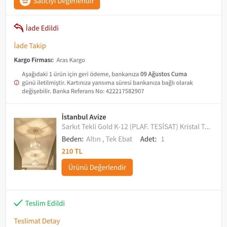 İstanbul Avize İade Sorunu Yardımcı Olmuyorlar