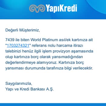 Yapı Kredi Harcama İtirazı Problemi