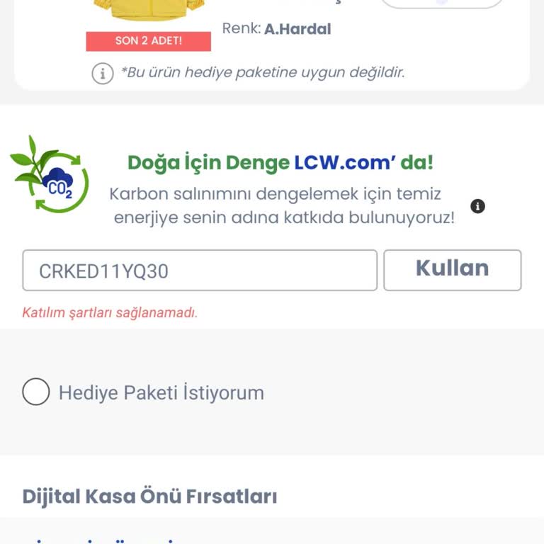 LC Waikiki Katılım Kodu Kabul Edilmiyor