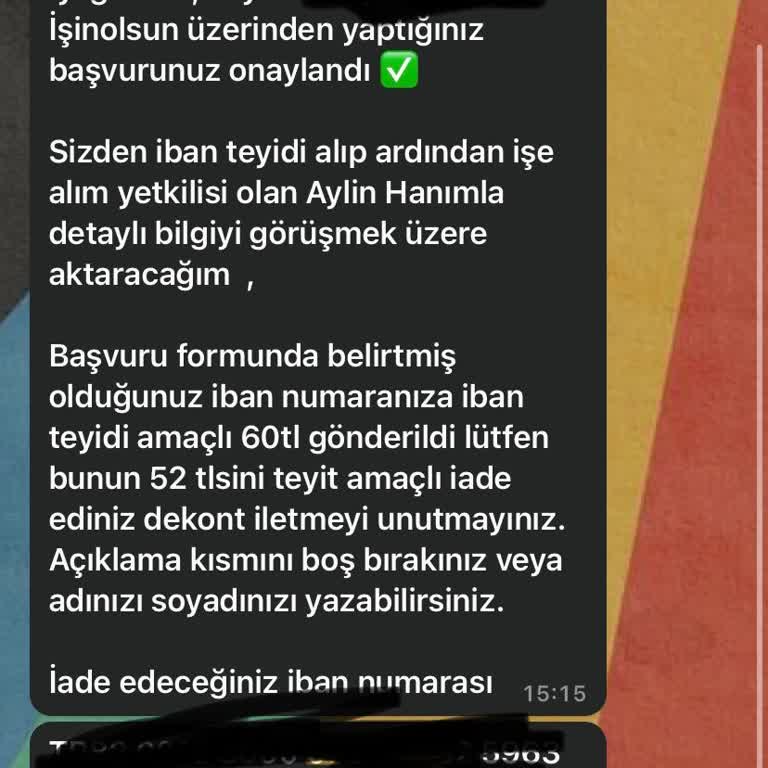 İşin Olsun IBAN Teyit Kişisel Bilgiler