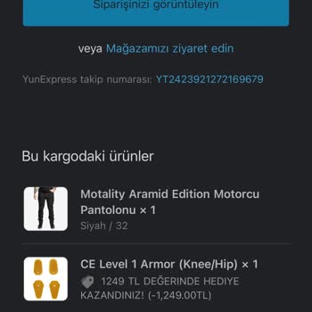 Motality Ürüne Yurt Dışı Kargo Kodu Verdiler Muhatap Bulamıyorum.