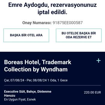 Wyndham Ankara İptal Edilen Rezervasyon İçin Haksız Ücret Kesintisi