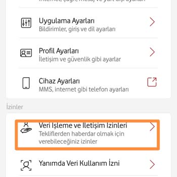Vodafone Yanımda Uygulamasında Veri İzinleri Görüntülenemiyor