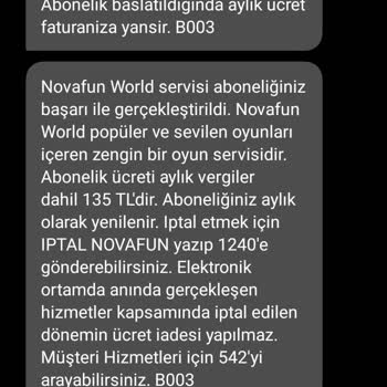 Vodafone Novafun World Servis Üyeliği Haksız Ücret Tahsili