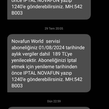 Vodafone Novafun World Servis Üyeliği Haksız Ücret Tahsili