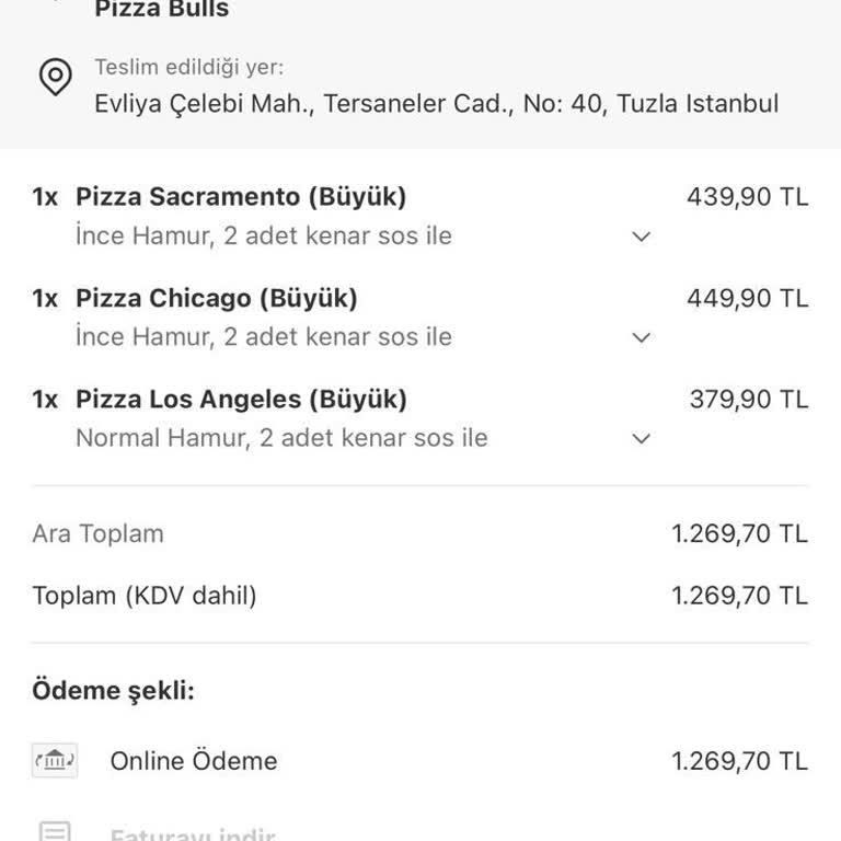 Yemek Sepeti Pizza Bulls Para İadesi