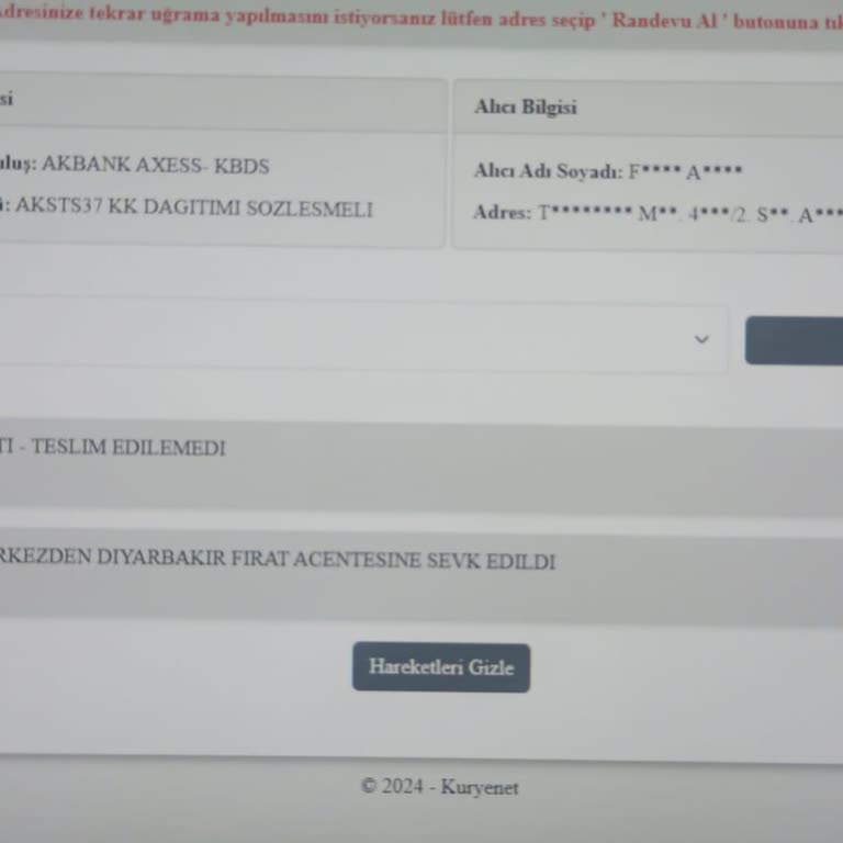 Kuryenet Kredi Kartımı Teslim Etmiyor