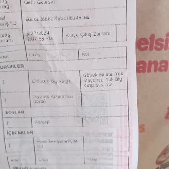 Burger King Getir Çözüm Merkezi İade Talebi