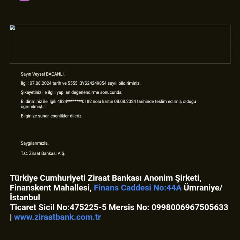 Ziraat Bankası Kartımı Yanlış Adrese Gönderdi