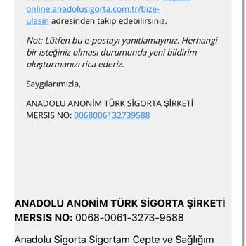 Anadolu Sigorta Evrak Temini Mümkün Değil!