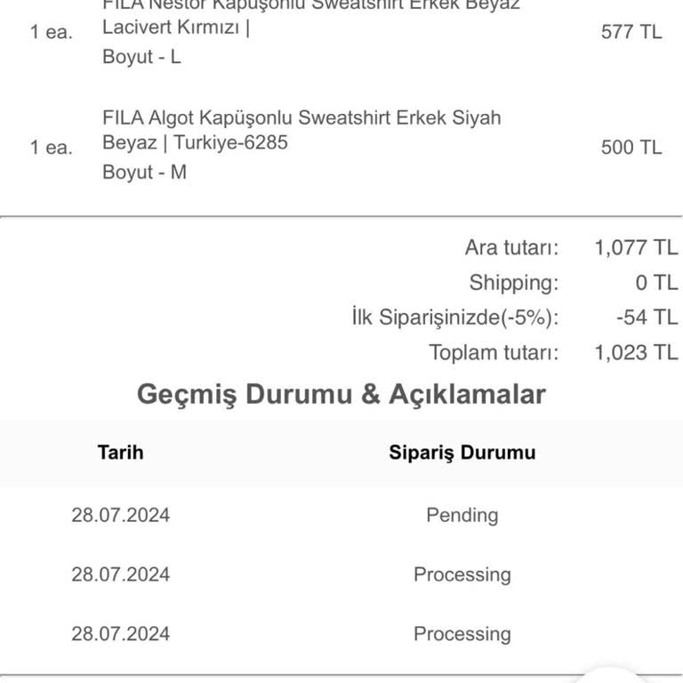 FILA’dan Aldığım Ürünler Aylardır Elime Ulaşmadı.