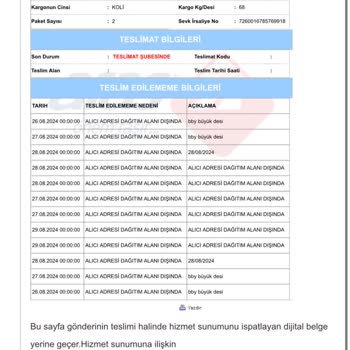 Aras Kargo Keyfi Taşınmayan Kargom