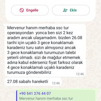 SSC Tur İade İşlemim Yapılmıyor