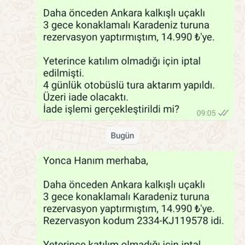SSC Tur İade İşlemim Yapılmıyor