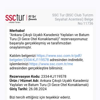 SSC Tur İade İşlemim Yapılmıyor