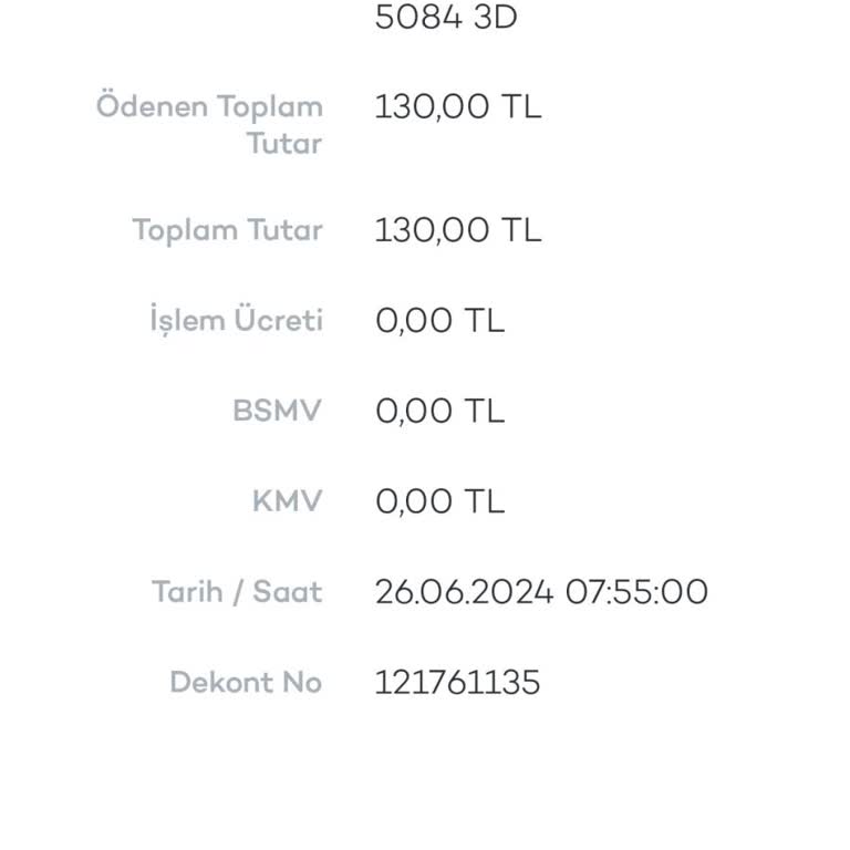 Paycell 130 TL Param Çekilmiş